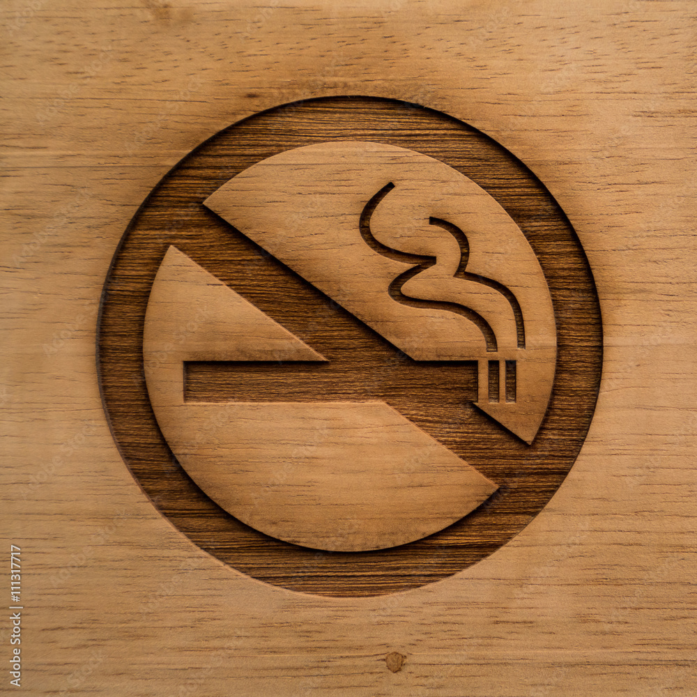 No smoking sign wood carve