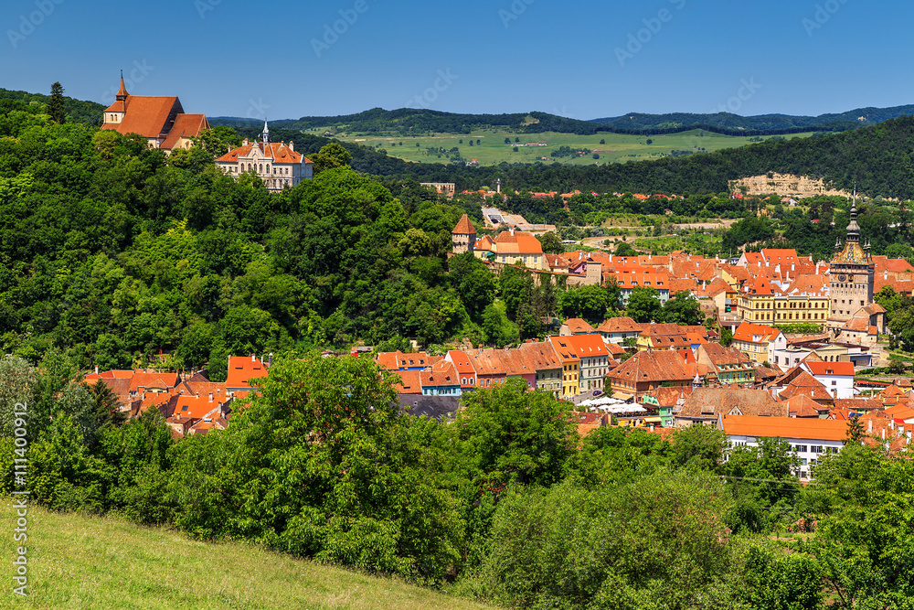 The famous medieval town of Sighisoara,Transylvania,Romania,Europe