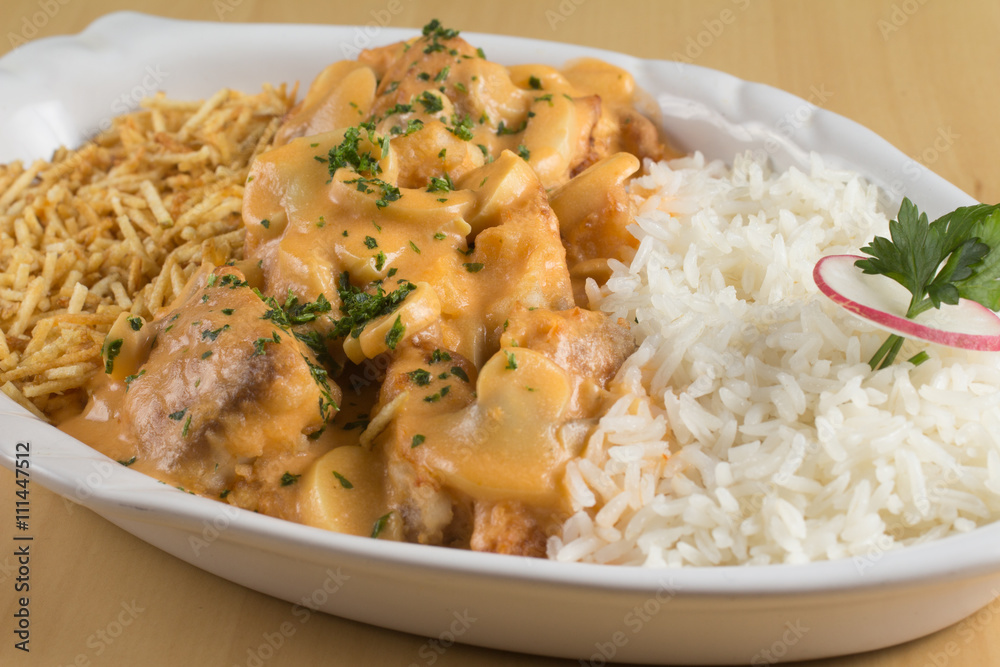 Tilapia Stroganoff Fish with Rice