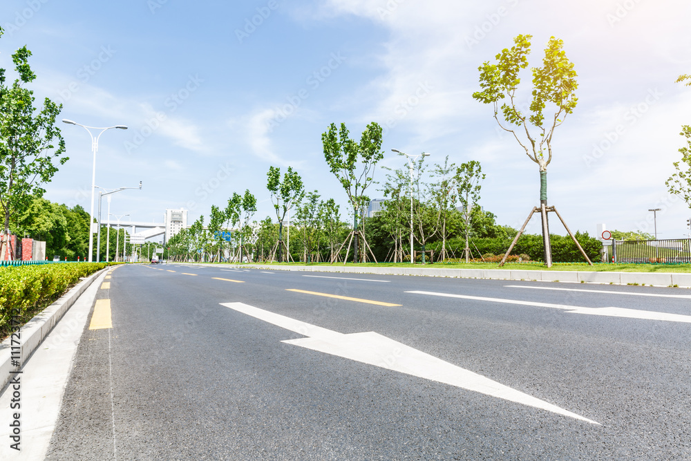 new asphalt roads scenery in urban suburbs，Shanghai