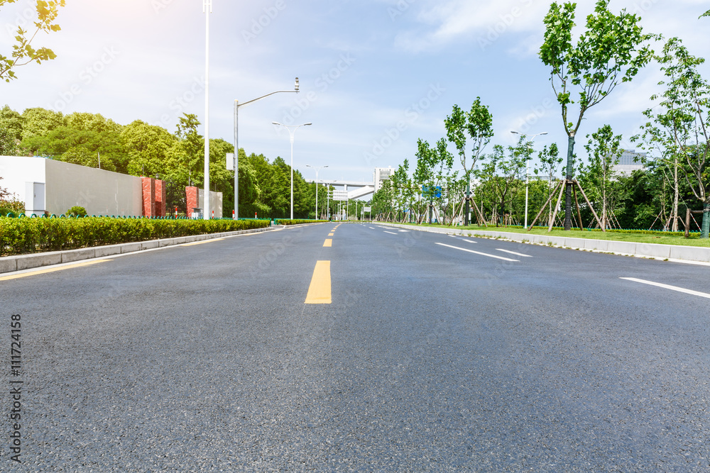 new asphalt roads scenery in urban suburbs，Shanghai