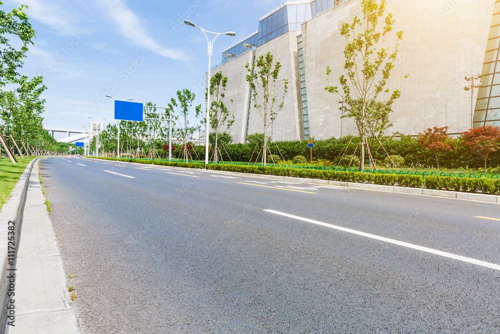 new asphalt roads scenery in urban suburbs，Shanghai