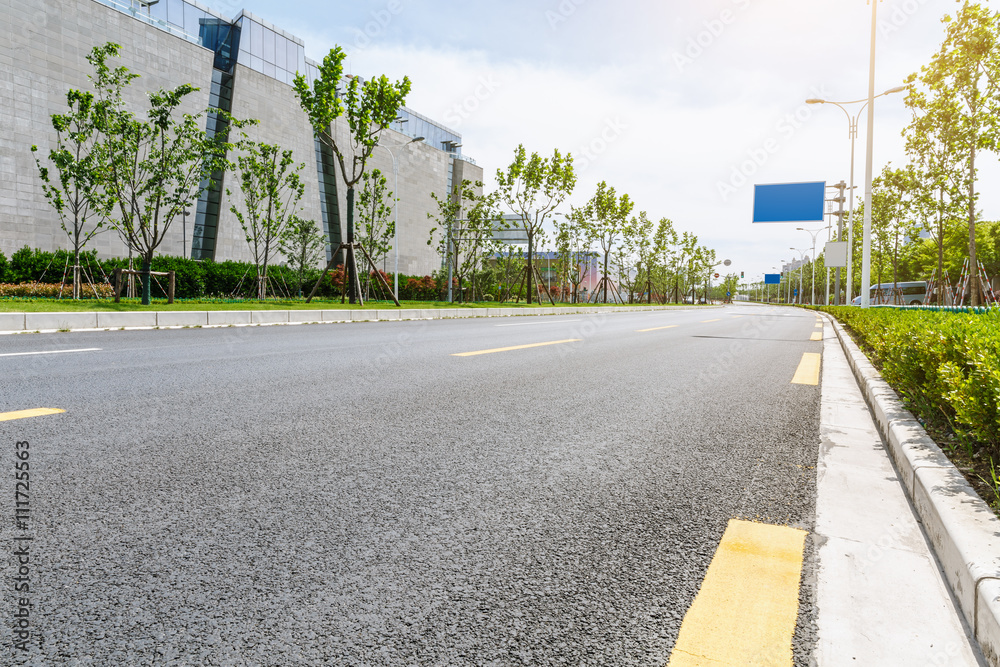 new asphalt roads scenery in urban suburbs，Shanghai