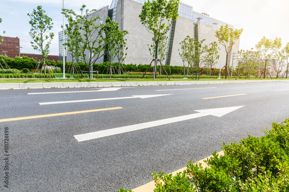 new asphalt roads scenery in urban suburbs，Shanghai