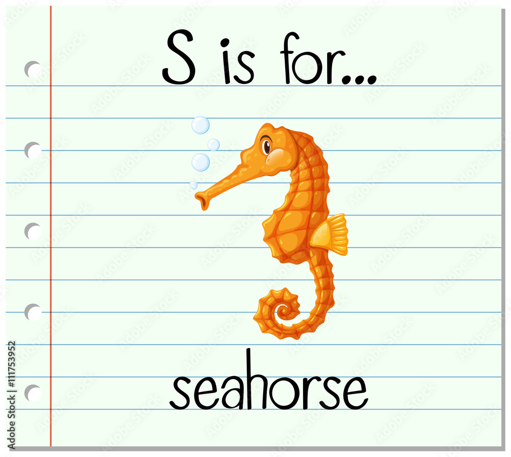 Flashcard letter S is for seahorse