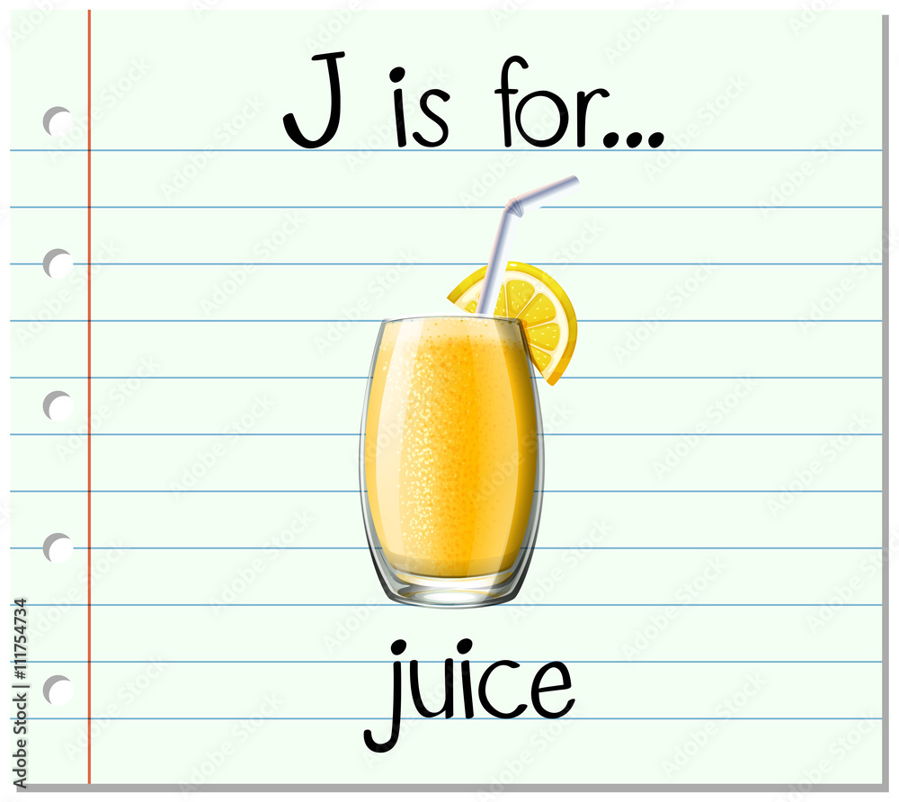 Flashcard letter J is for juice