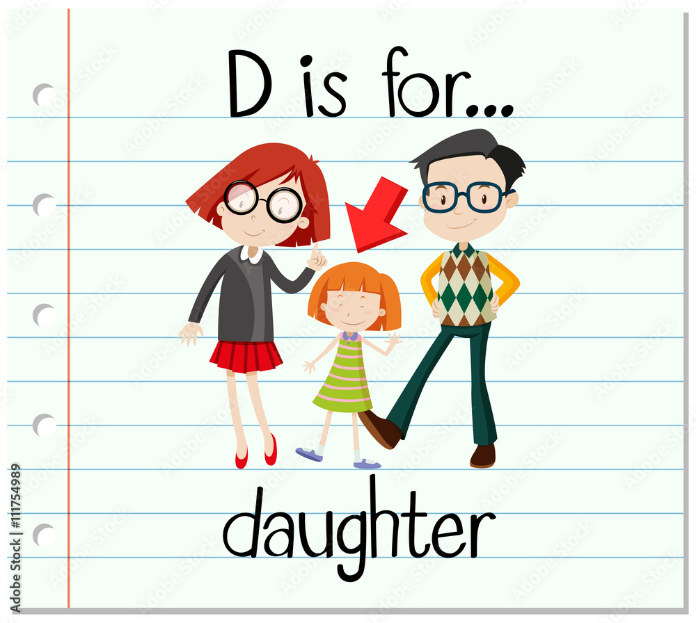 Flashcard letter D is daughter