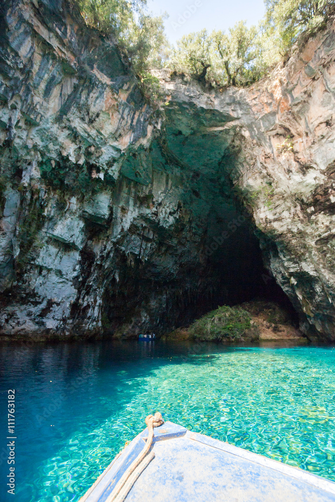 Melissani lake on Kefalonia island, Greek famous tourist place