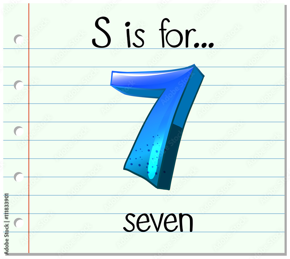 Flashcard letter S is for seven