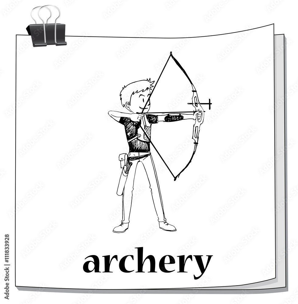 Doodle of man doing archery