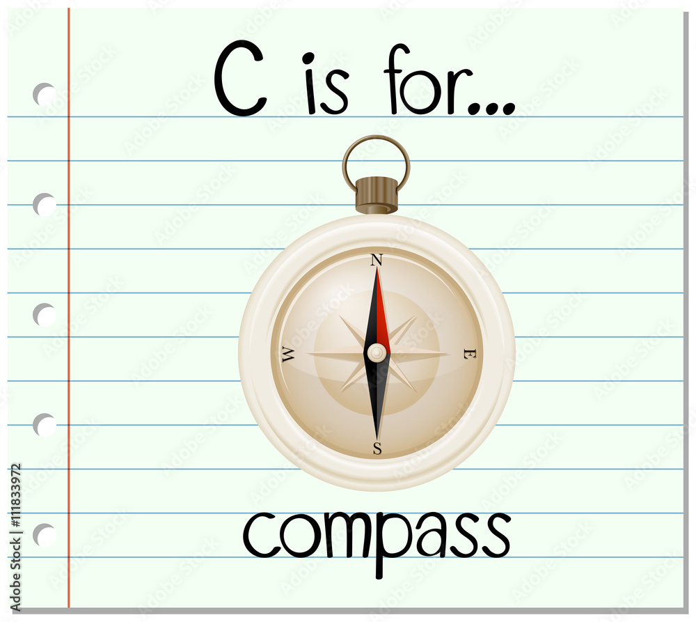 Flashcard letter C is for compass