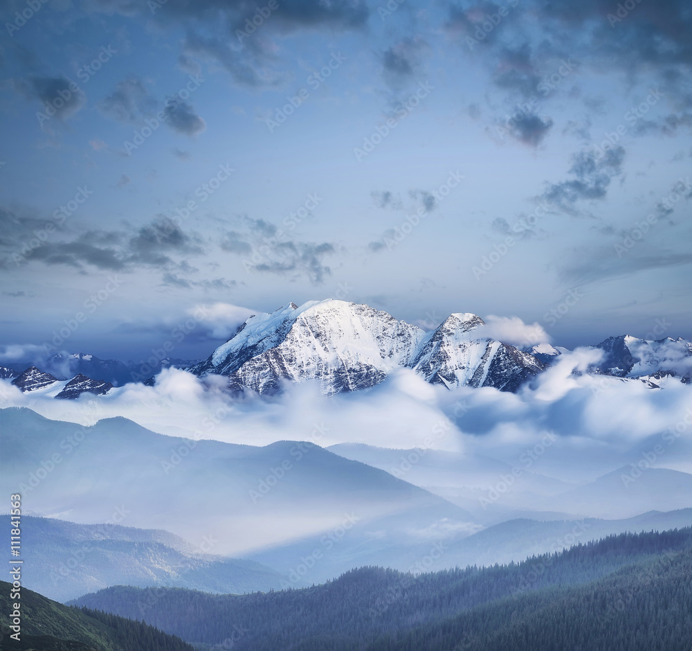 High mountains during sunrise. Beautiful natural landscape