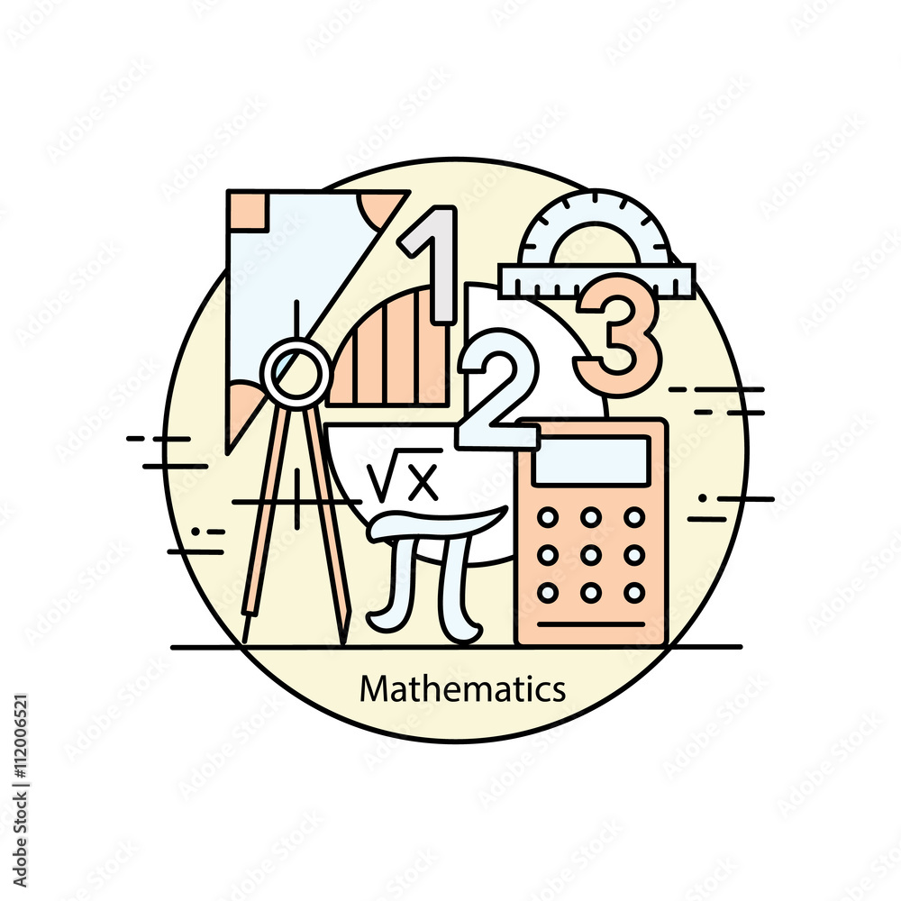 现代色彩细线数学概念。