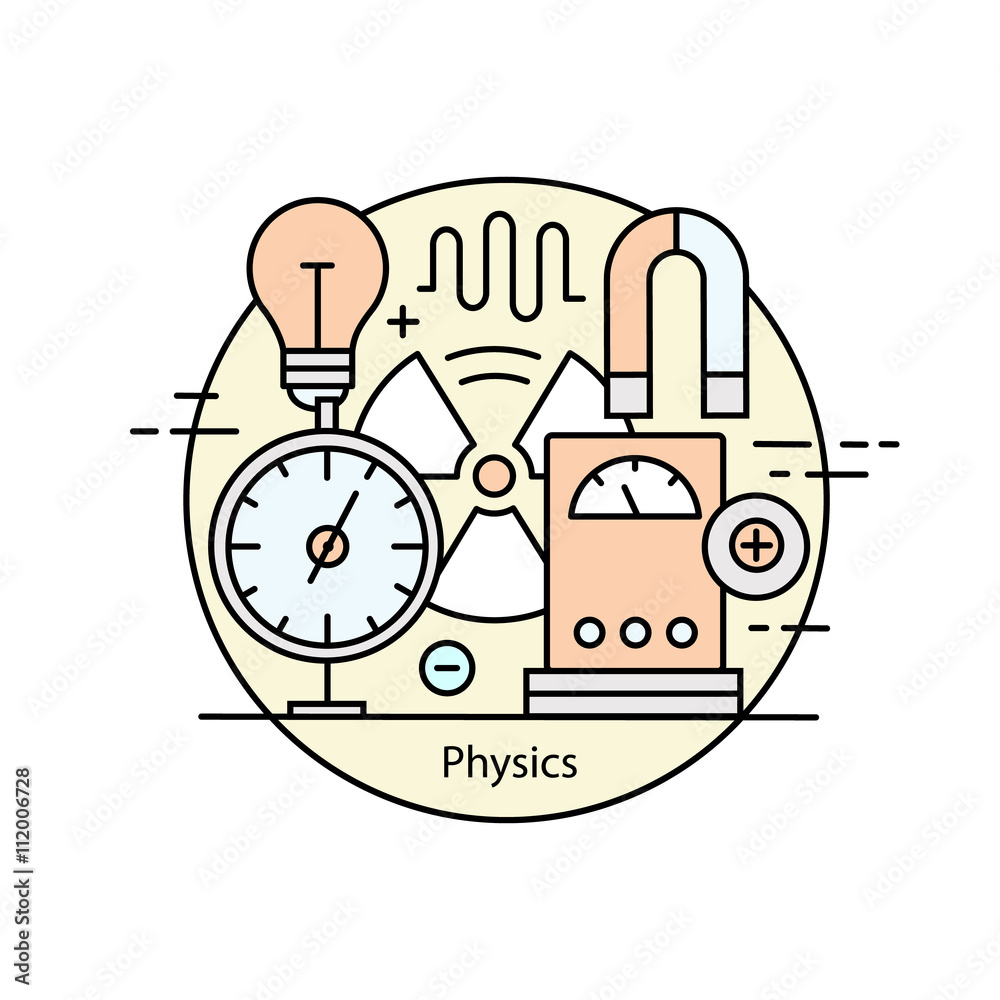 现代彩色细线物理学概念。