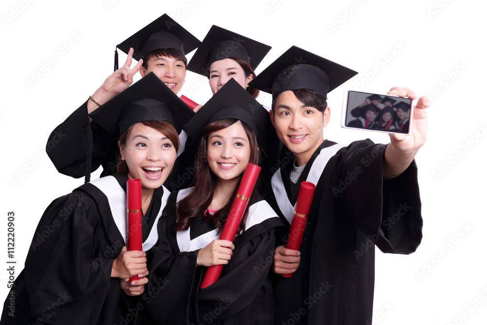 Selfie of happy graduates student