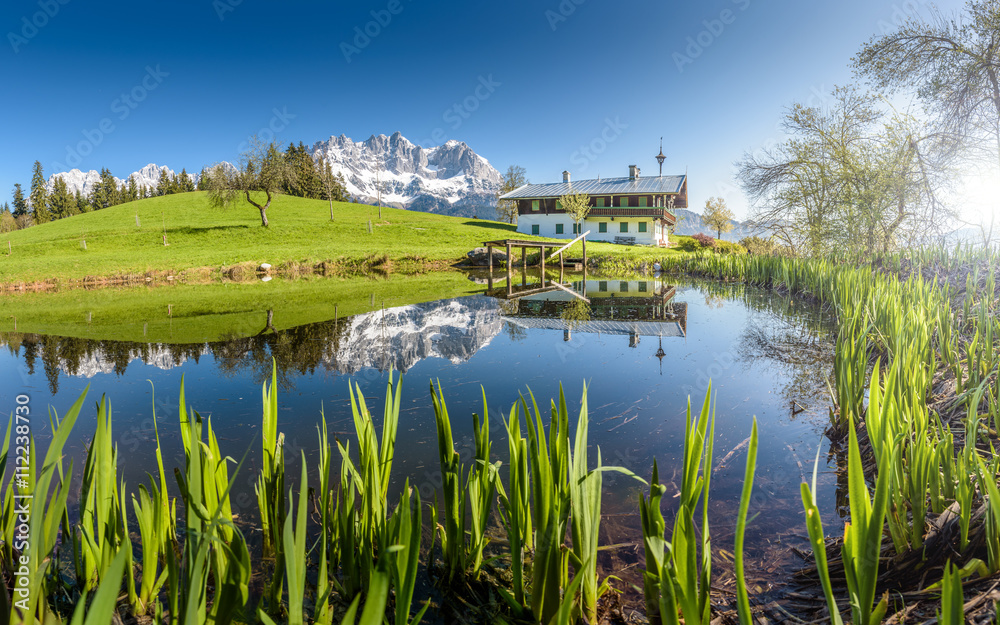 Mountain Chalet in front of Wilder Kaiser, Kitzbühel, Tirol, Austria