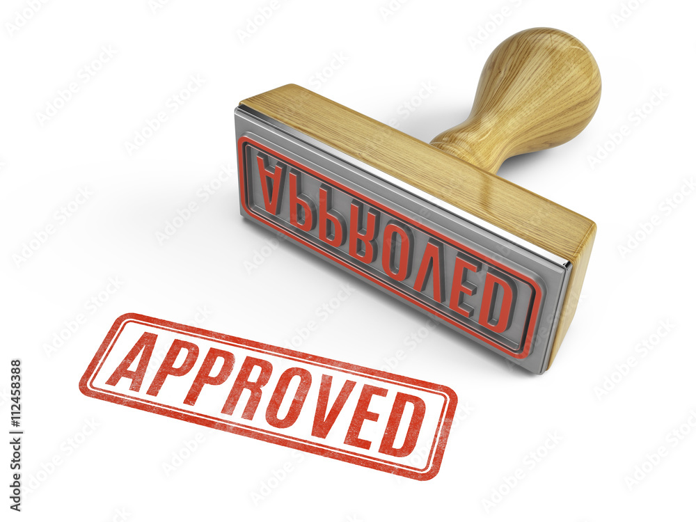 Approved stamp isolated on white. 3d render