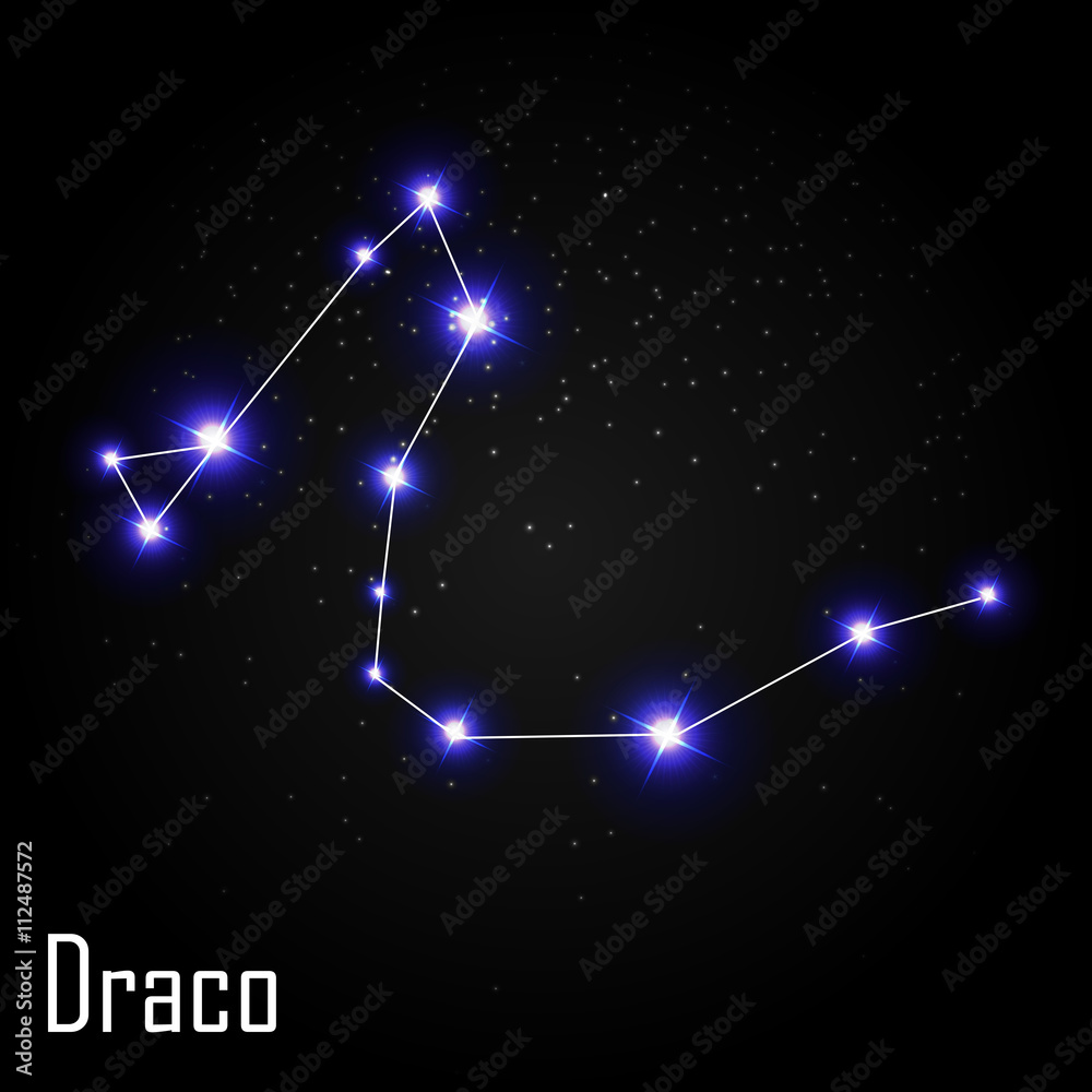 Draco Constellation with Beautiful Bright Stars on the Backgroun