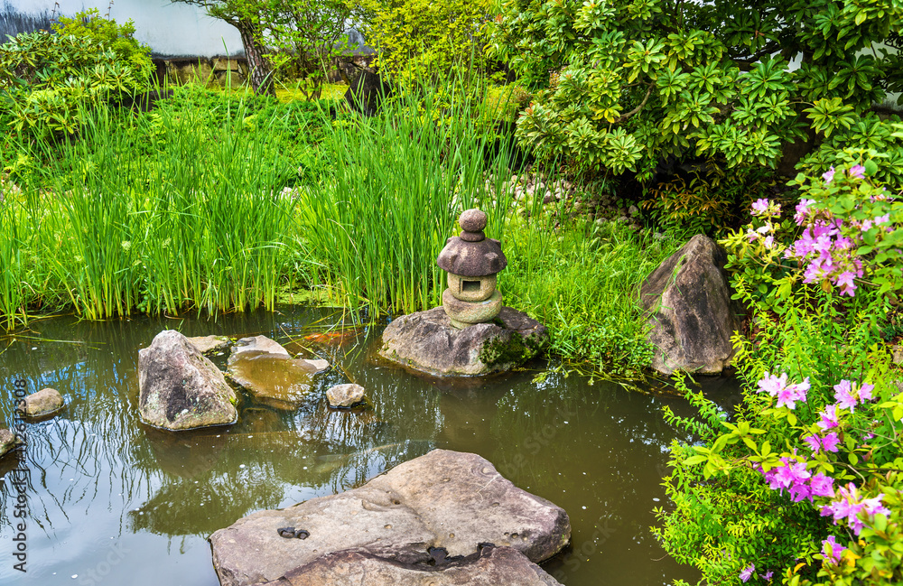 Traditional Japanese garden Koko-en in Himeji