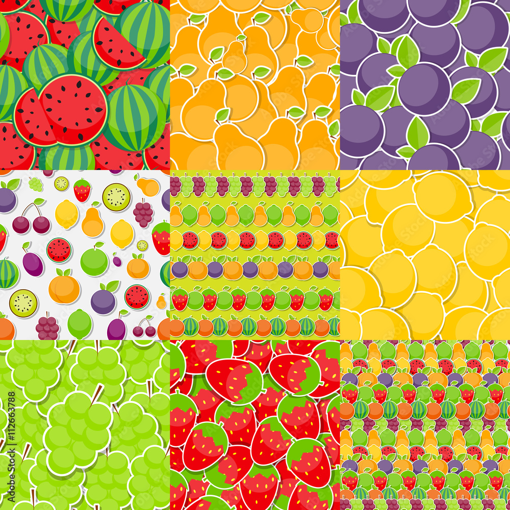 Seamless Pattern Background from Different Fruits