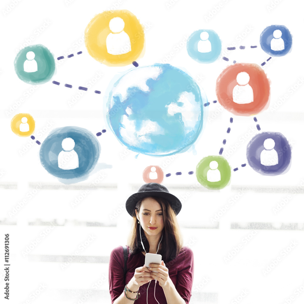 Global Communication Social Media Networking Concept