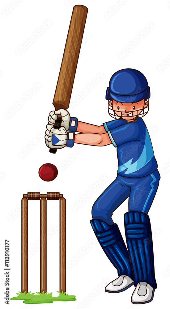 Male athlete playing cricket