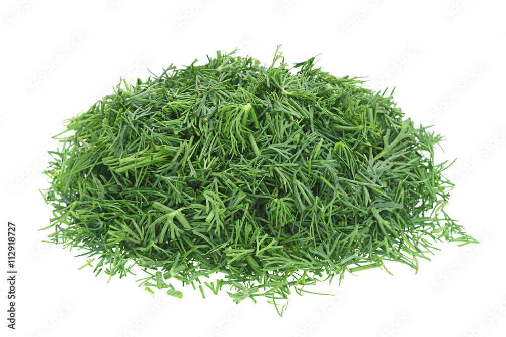 Dill herb chopped on white