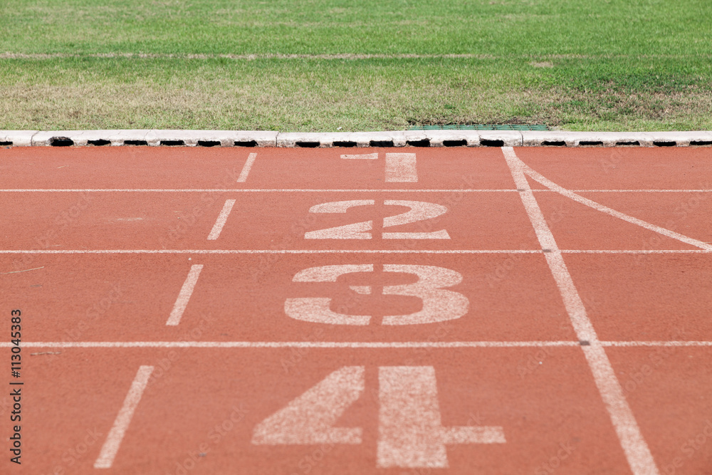 Numbers on running track.