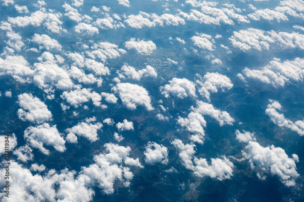 aerial view of the clouds and land