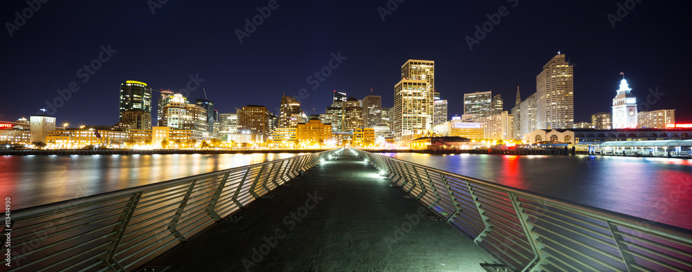 empty footpath to modern office buildings in san francisco at ni