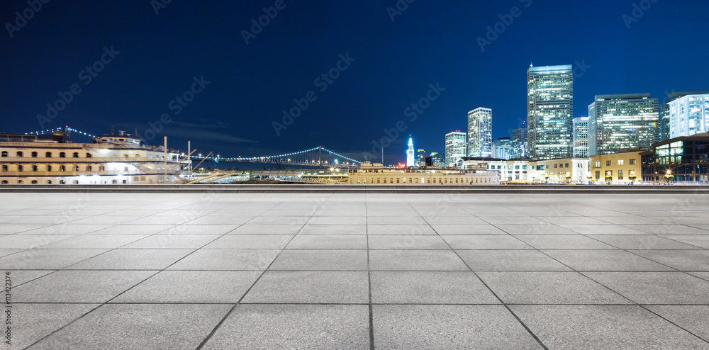 marble floor with modern buildings in san francisco