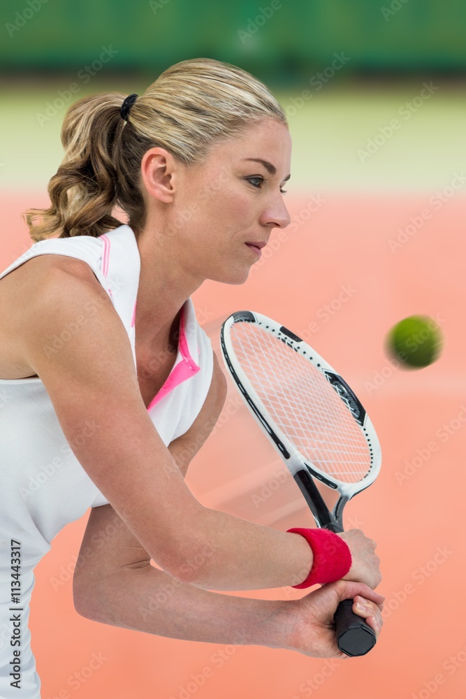 Composite image of athlete playing tennis 