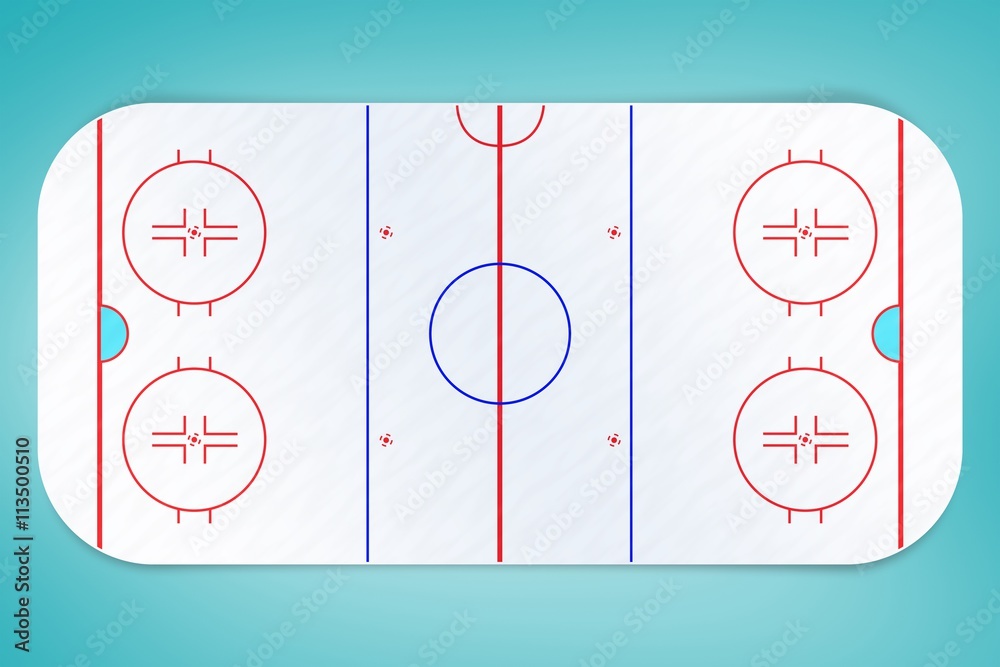 Sport field plan on a white background against blue vignette background