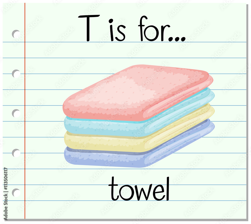 Flashcard letter T is for towel