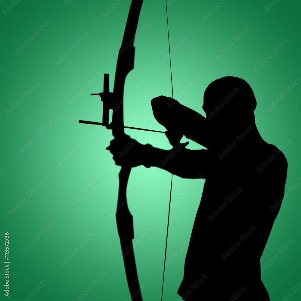 Image of facing view of man practicing archery 