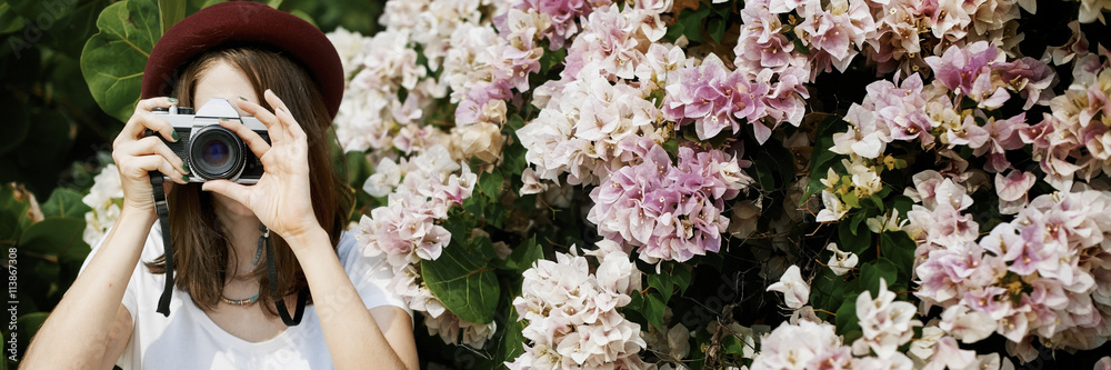 Female Outdoors Flower Photography Concept