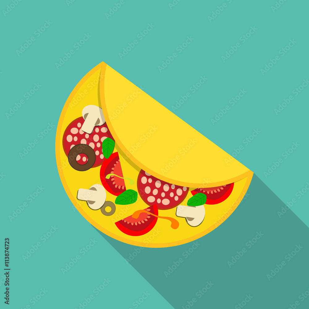 Breakfast Omelet Icon in Modern Flat Style Vector Illustration