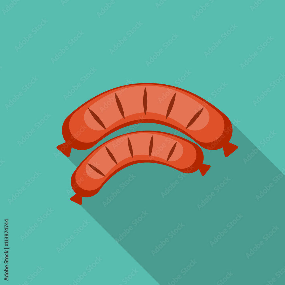 Breakfast Sausage Icon in Modern Flat Style Vector Illustration