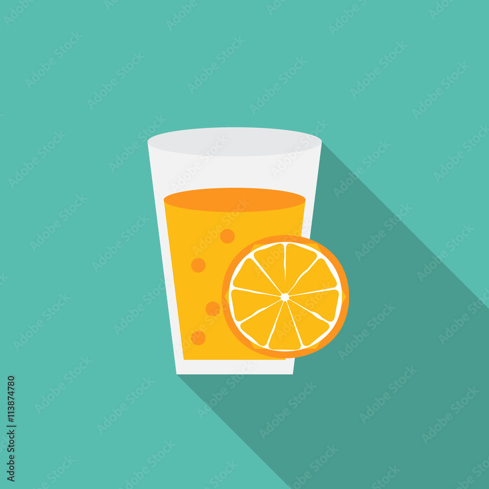 Breakfast Orange Juice Icon in Modern Flat Style Vector Illustra