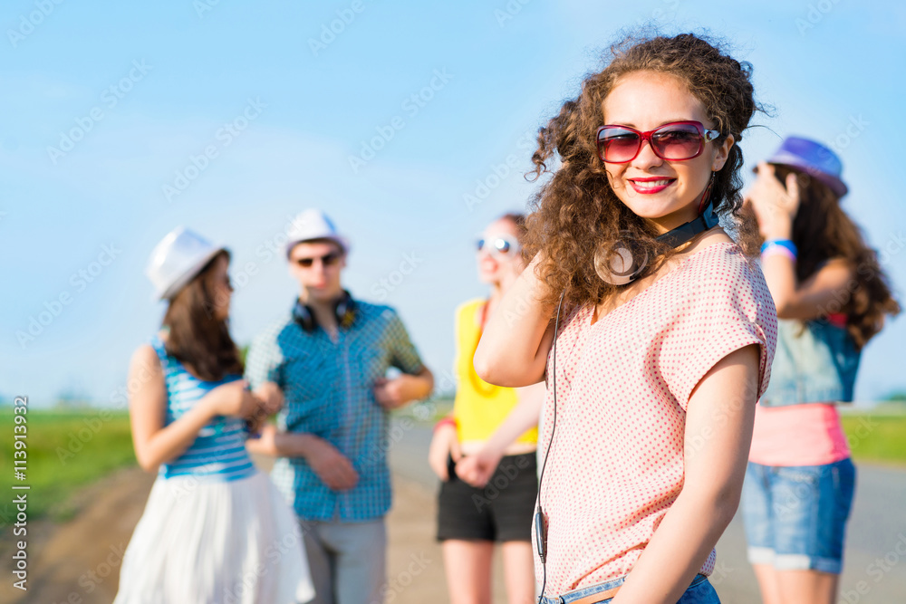 young woman with headphones