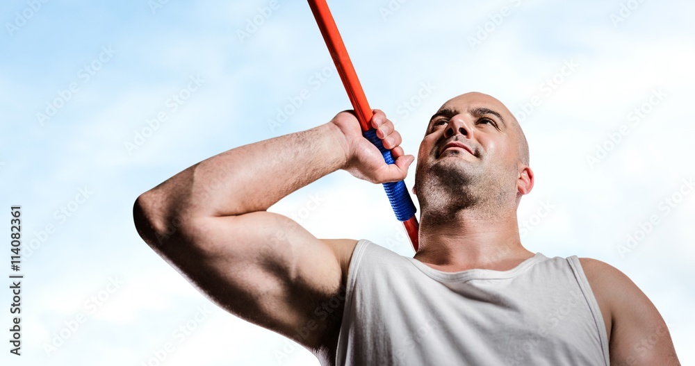 Composite image of athlete preparing to throw javelin