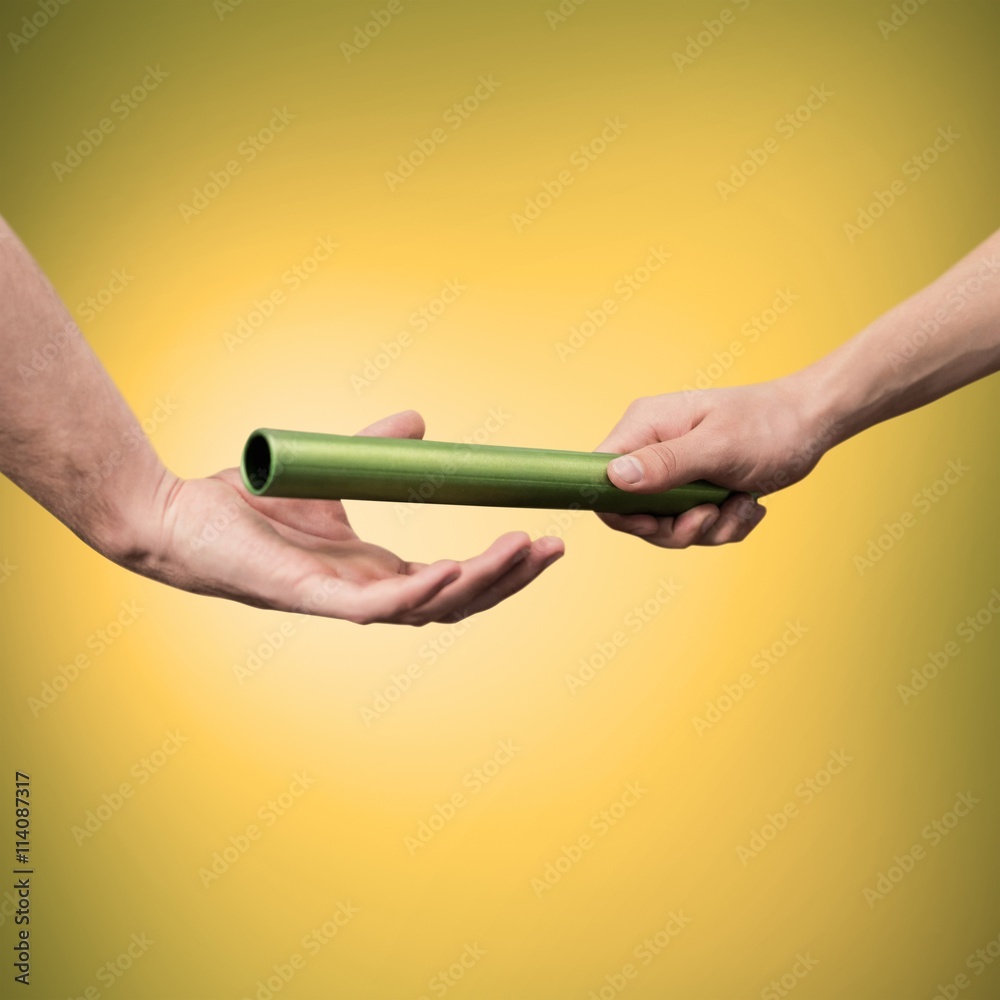  Man passing the baton to partner