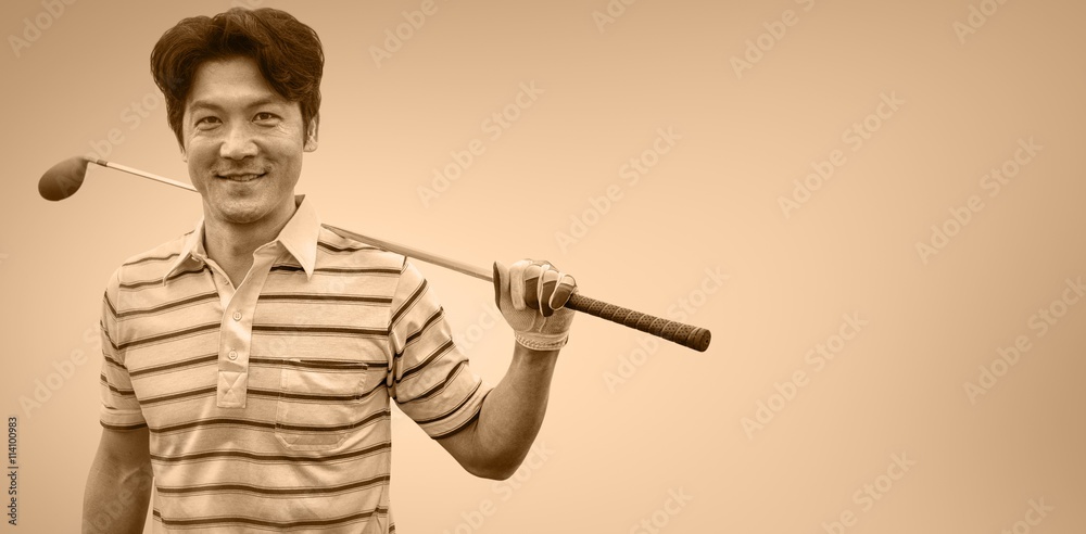 Composite image of man with golf club