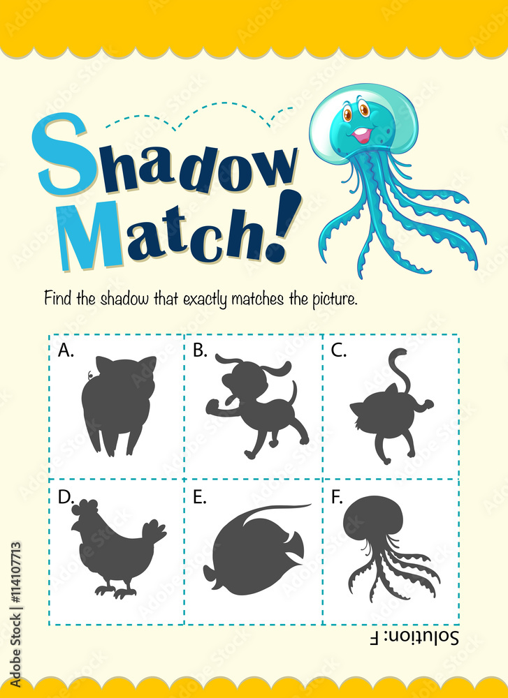 Game template with shadow matching jellyfish