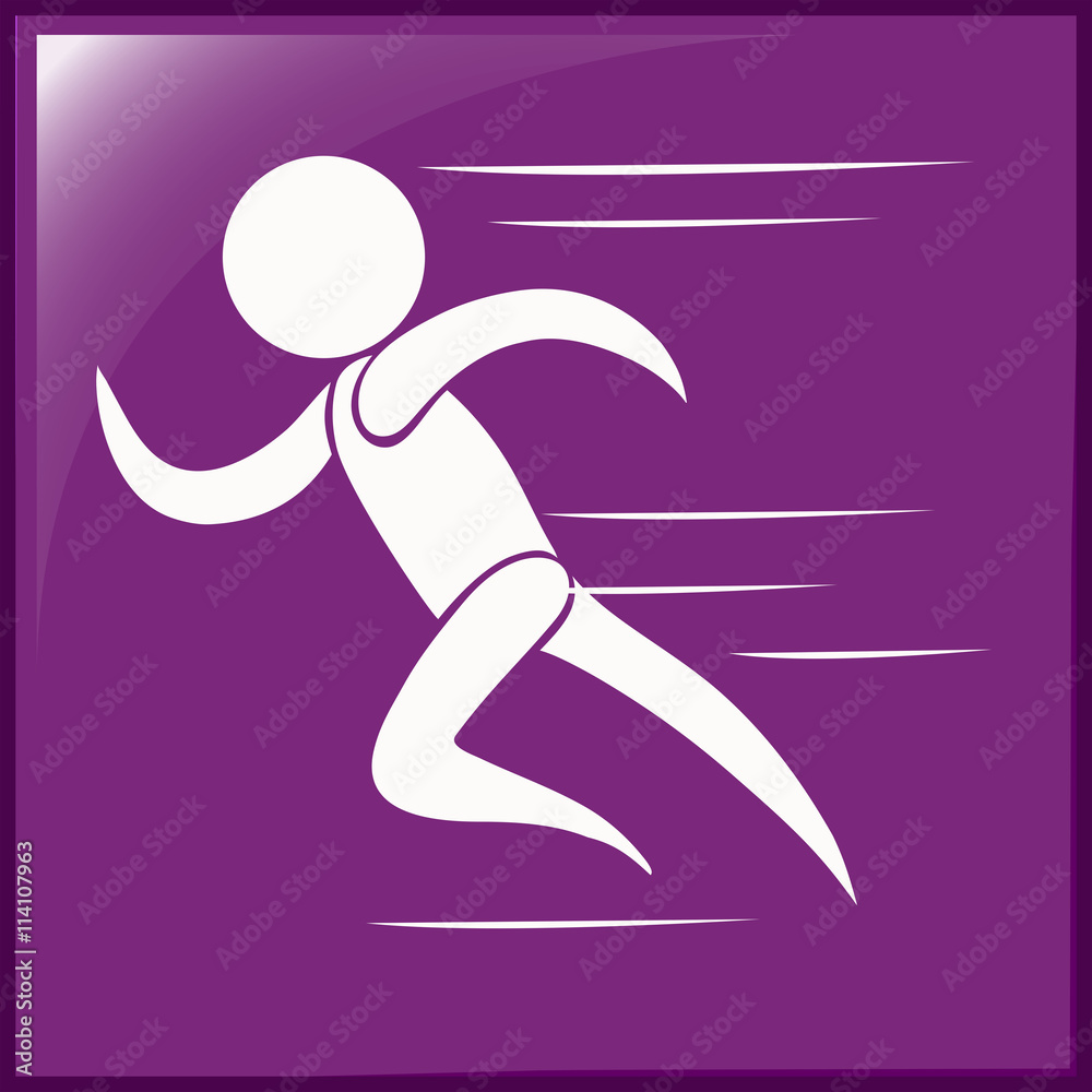 Running icon on purple background