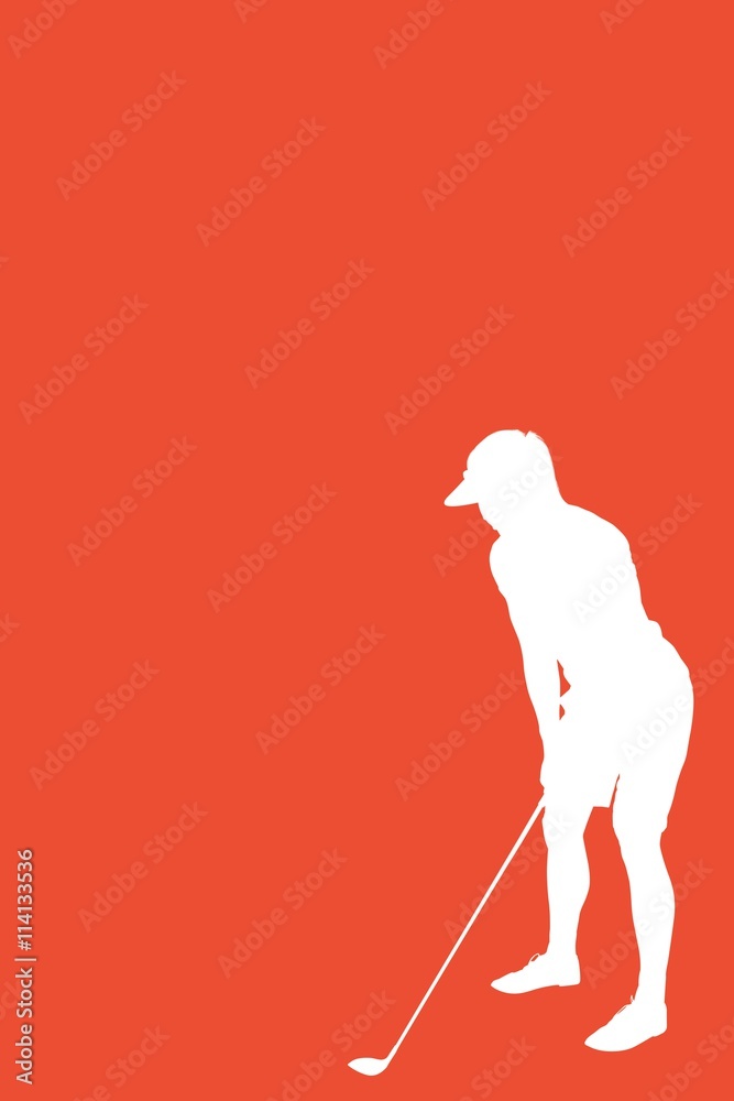 Composite image of pretty blonde playing golf