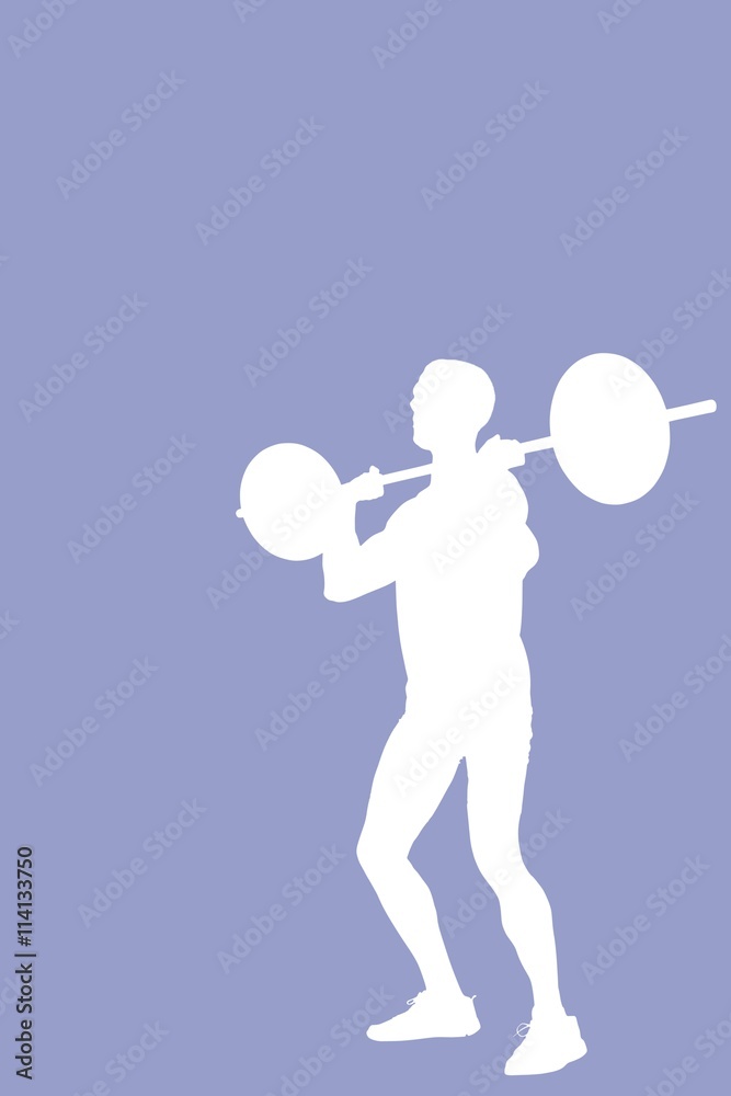 Composite image of bodybuilder lifting heavy barbell weights