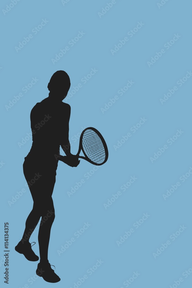 Composite image of female athlete playing tennis