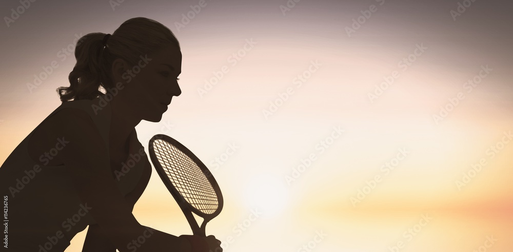 Composite image of athlete playing tennis with a racket 