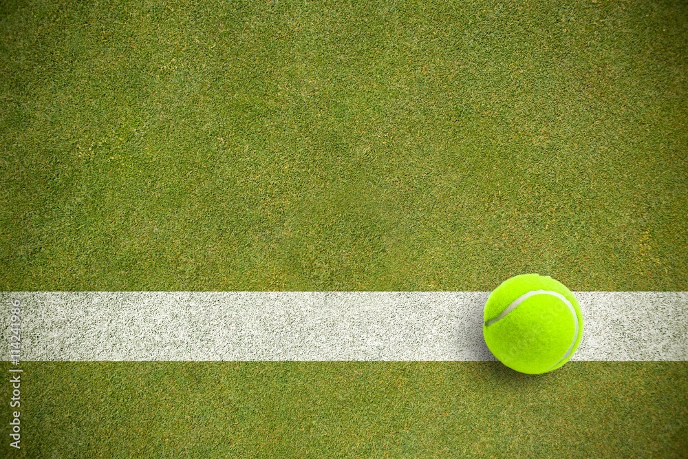 Composite image of tennis ball with a syringe